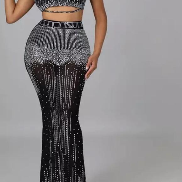 Women rhinestone 2 piece set - Picture 1 of 6